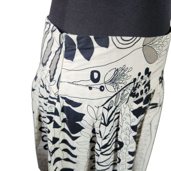 Down East Short Skirt Size Small Black Ivory Floral Full Cotton Circle - Picture 4 of 10